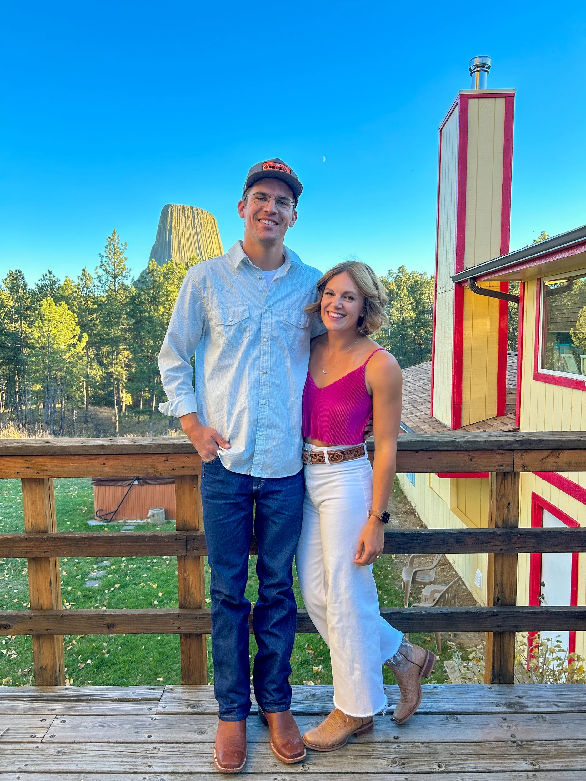 Gabe and Rachel standing in front of Devils Tower